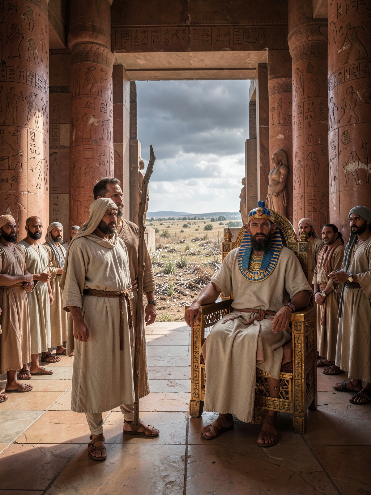 Moses warns that locusts will consume what remains — SacraScenes visual interpretation