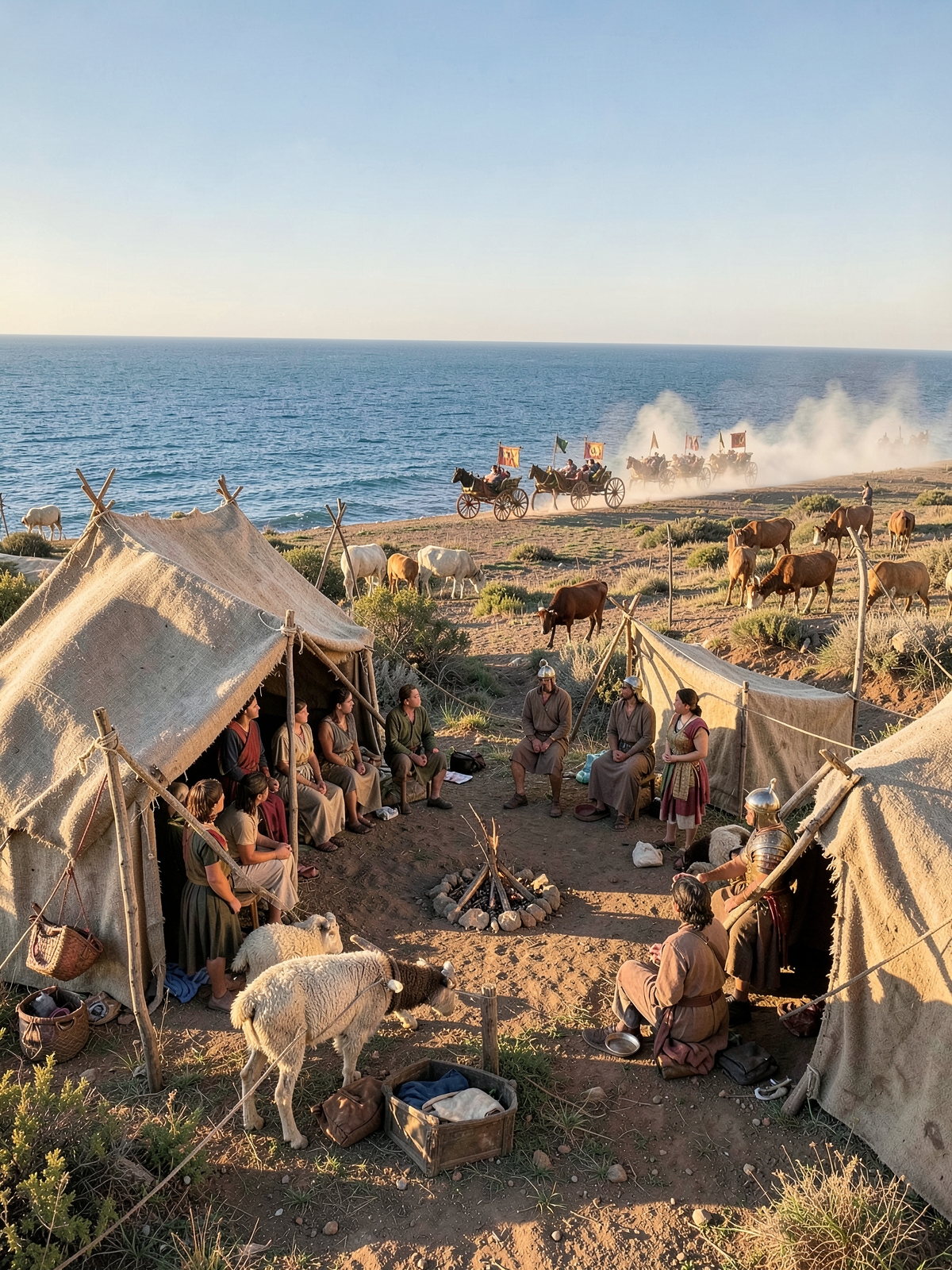 Pharaoh pursues Israel to the sea — SacraScenes visual interpretation