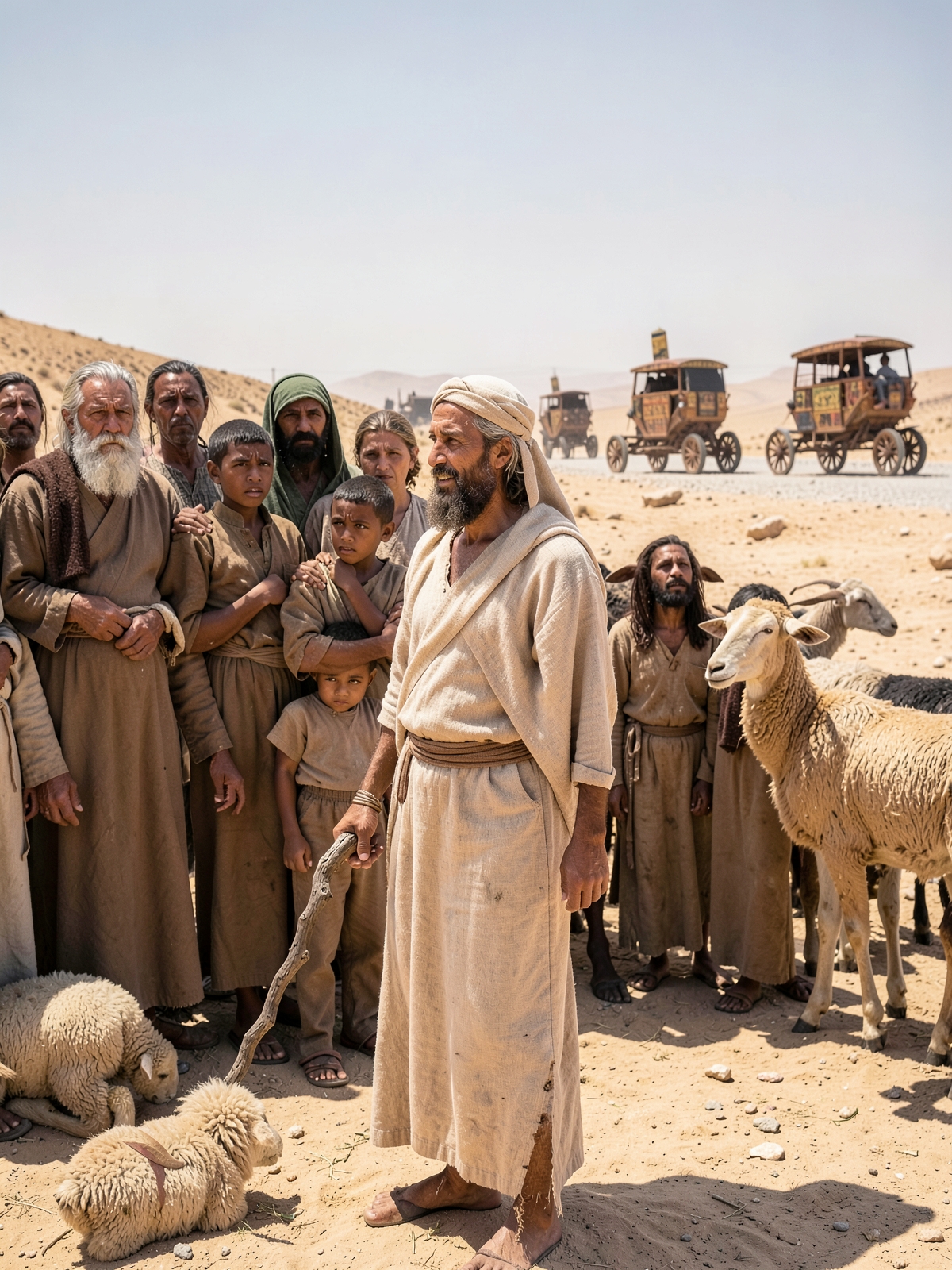 Moses tells the frightened people to stand firm — SacraScenes visual interpretation