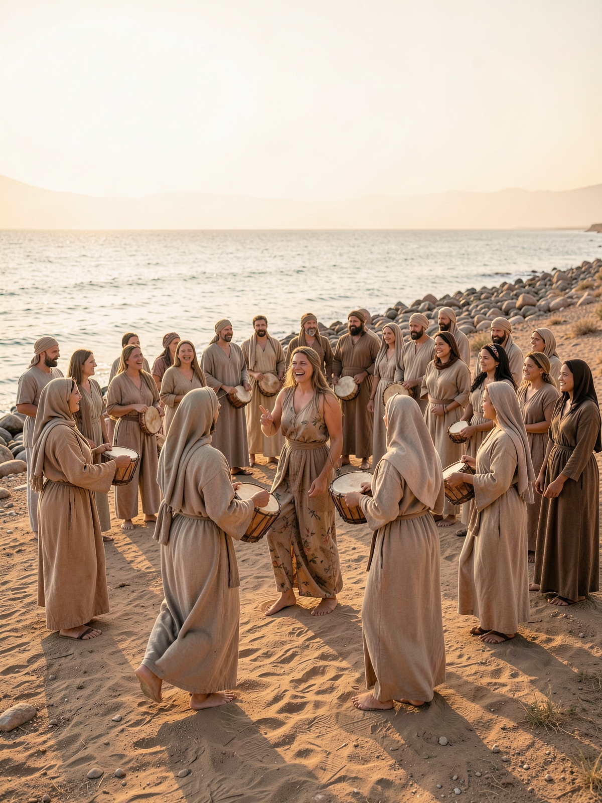Miriam leads the women with timbrels and dance — SacraScenes visual interpretation