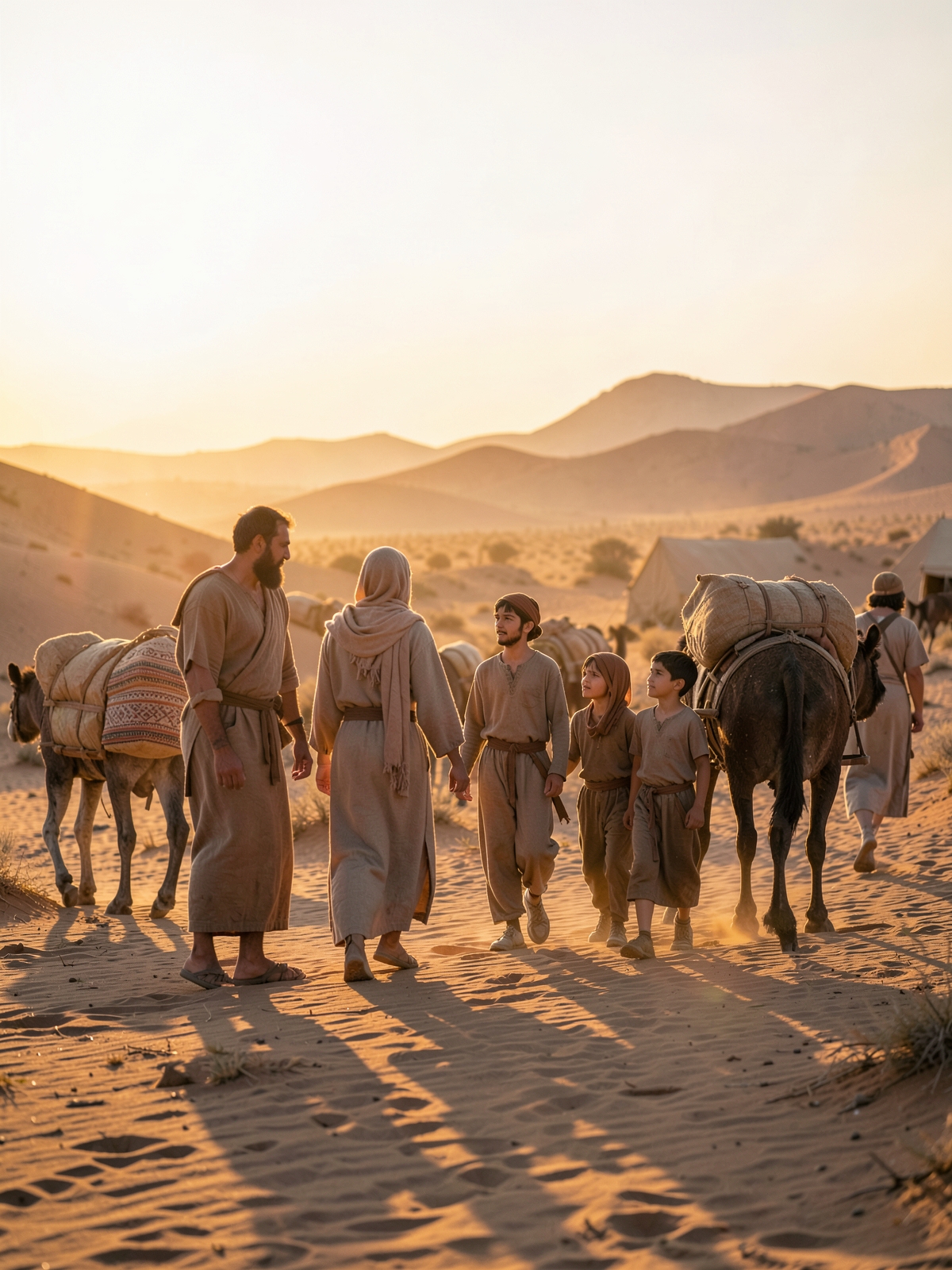 Jethro brings Zipporah and Moses’ sons to the camp — SacraScenes visual interpretation