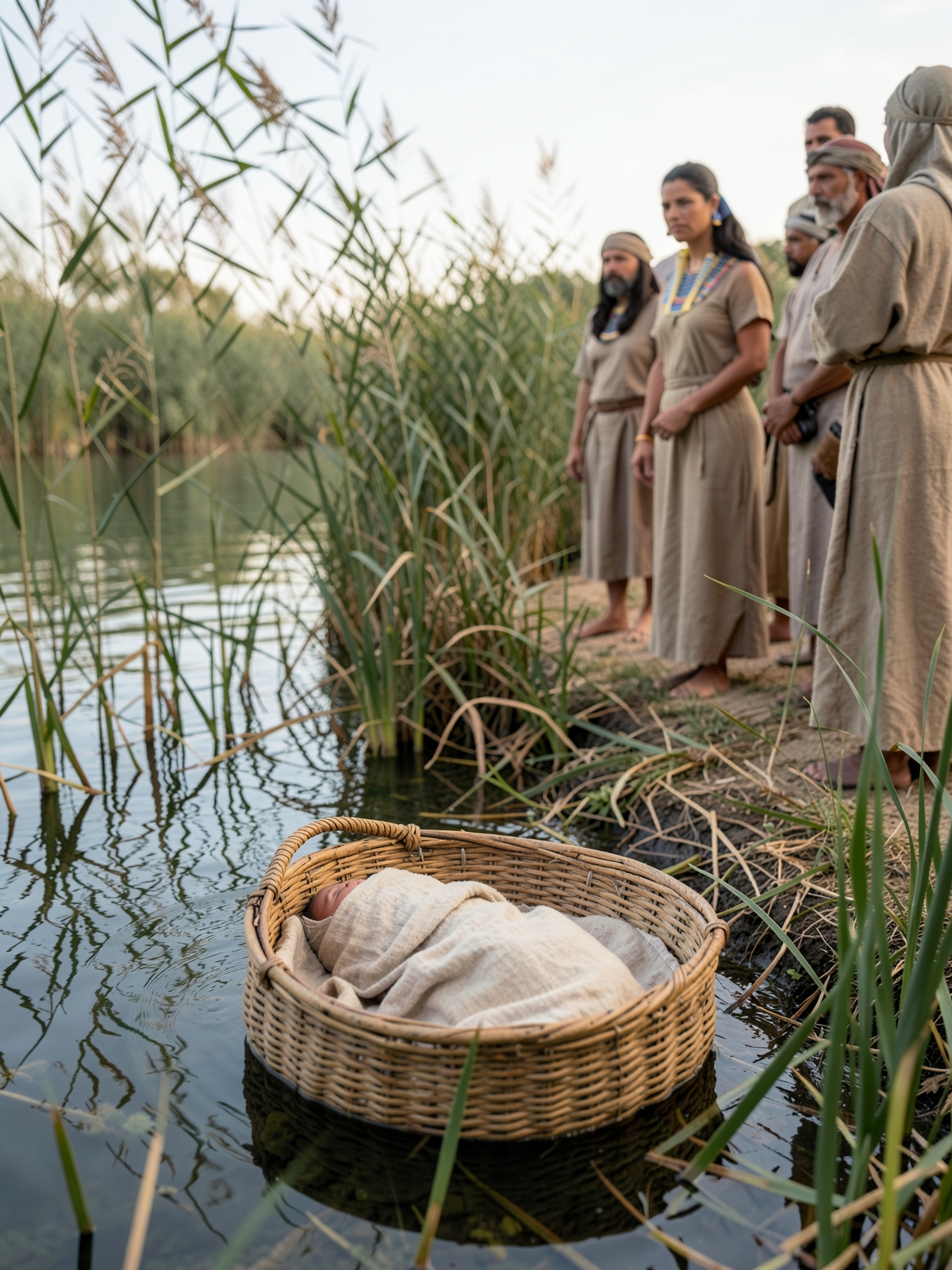 Moses is hidden, placed among the reeds and adopted — SacraScenes visual interpretation