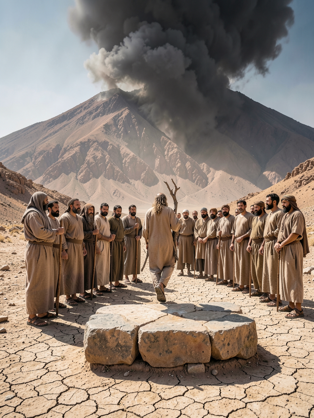 The people stand at a distance and altar instructions follow — SacraScenes visual interpretation