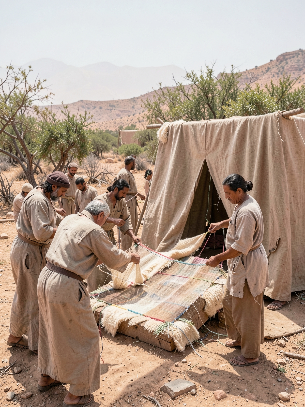 Layered curtains form the tabernacle covering — SacraScenes visual interpretation