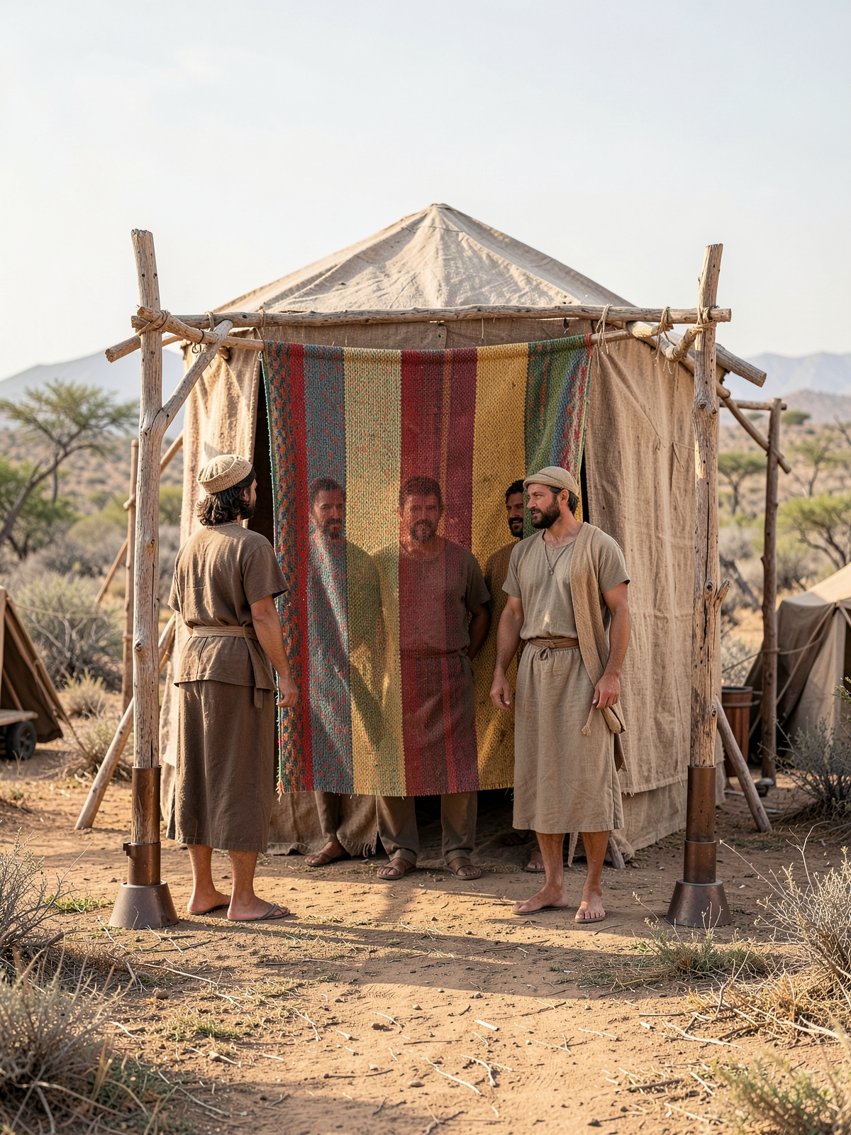 The entrance receives its own woven screen — SacraScenes visual interpretation