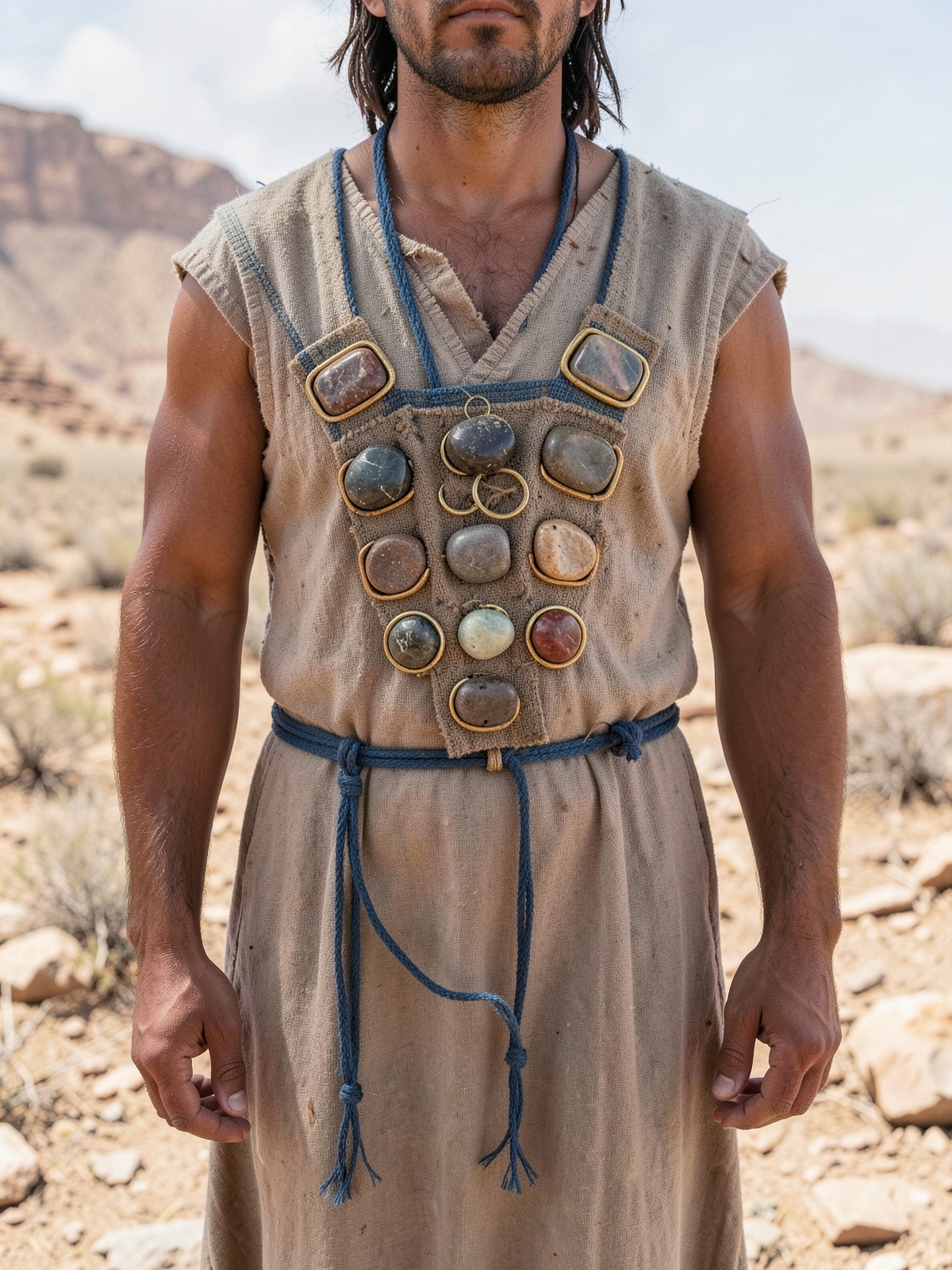 The breastpiece carries twelve tribes over the heart — SacraScenes visual interpretation