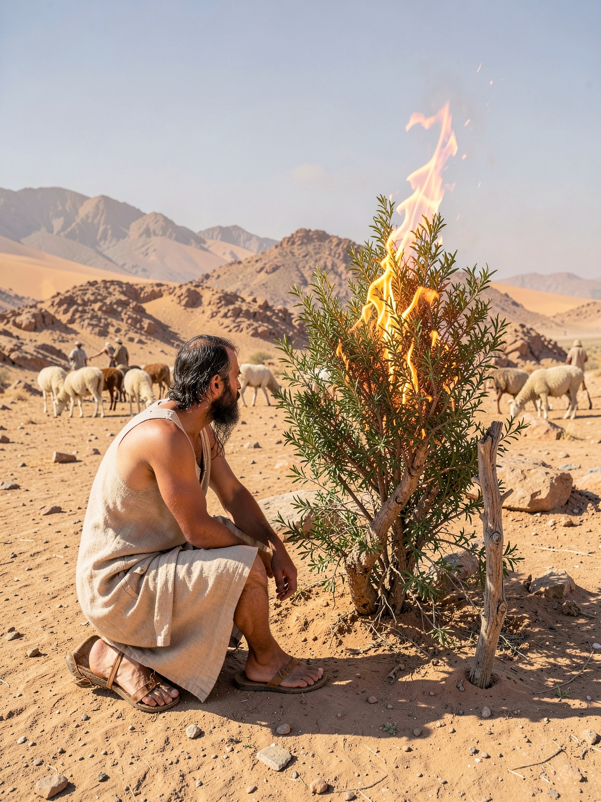 Moses sees the bush that burns without being consumed — SacraScenes visual interpretation