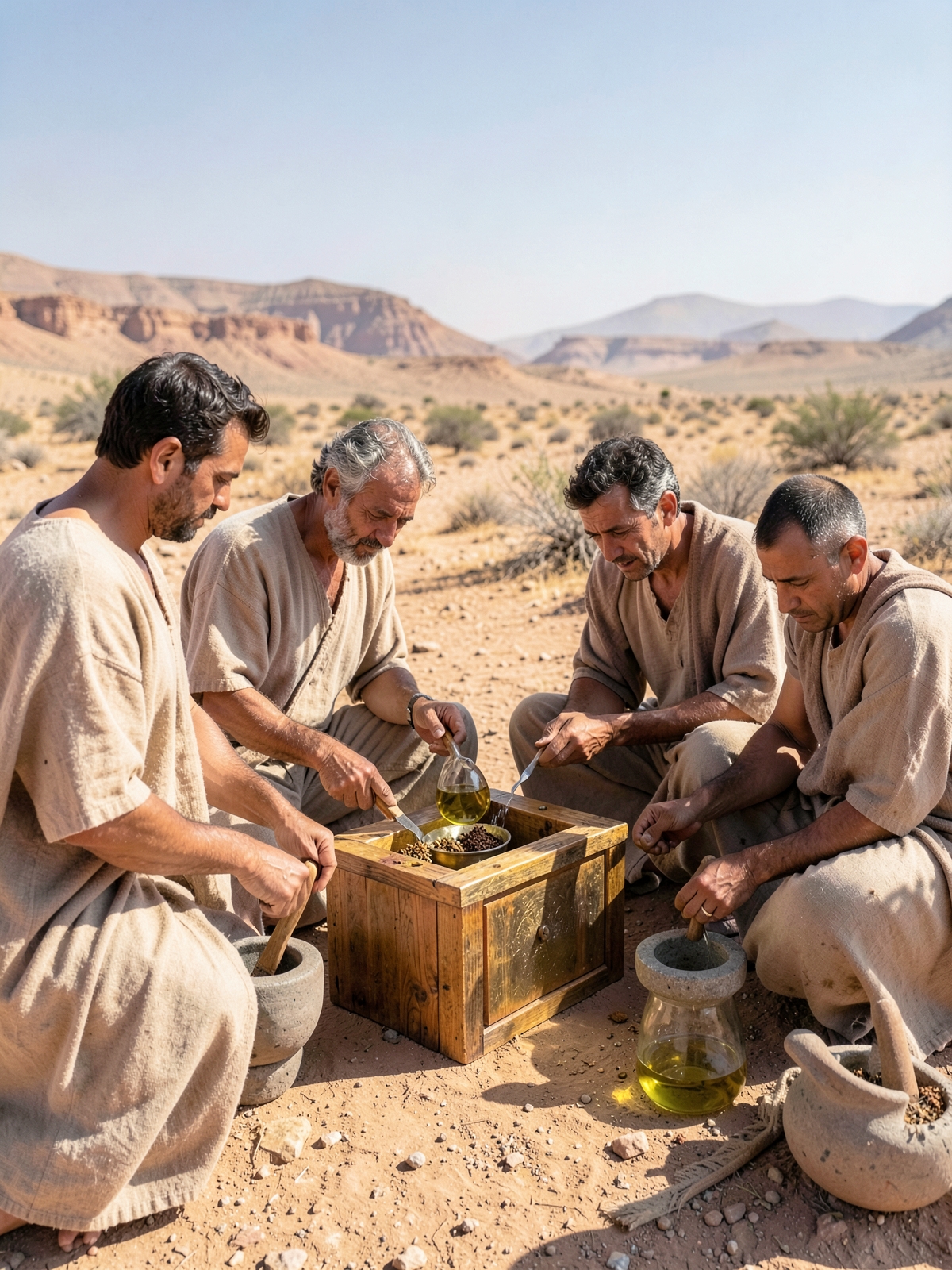 The incense altar and sacred mixtures are prepared — SacraScenes visual interpretation