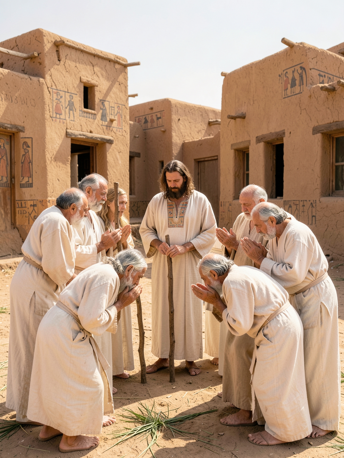 Aaron and Moses meet Israel’s elders — SacraScenes visual interpretation
