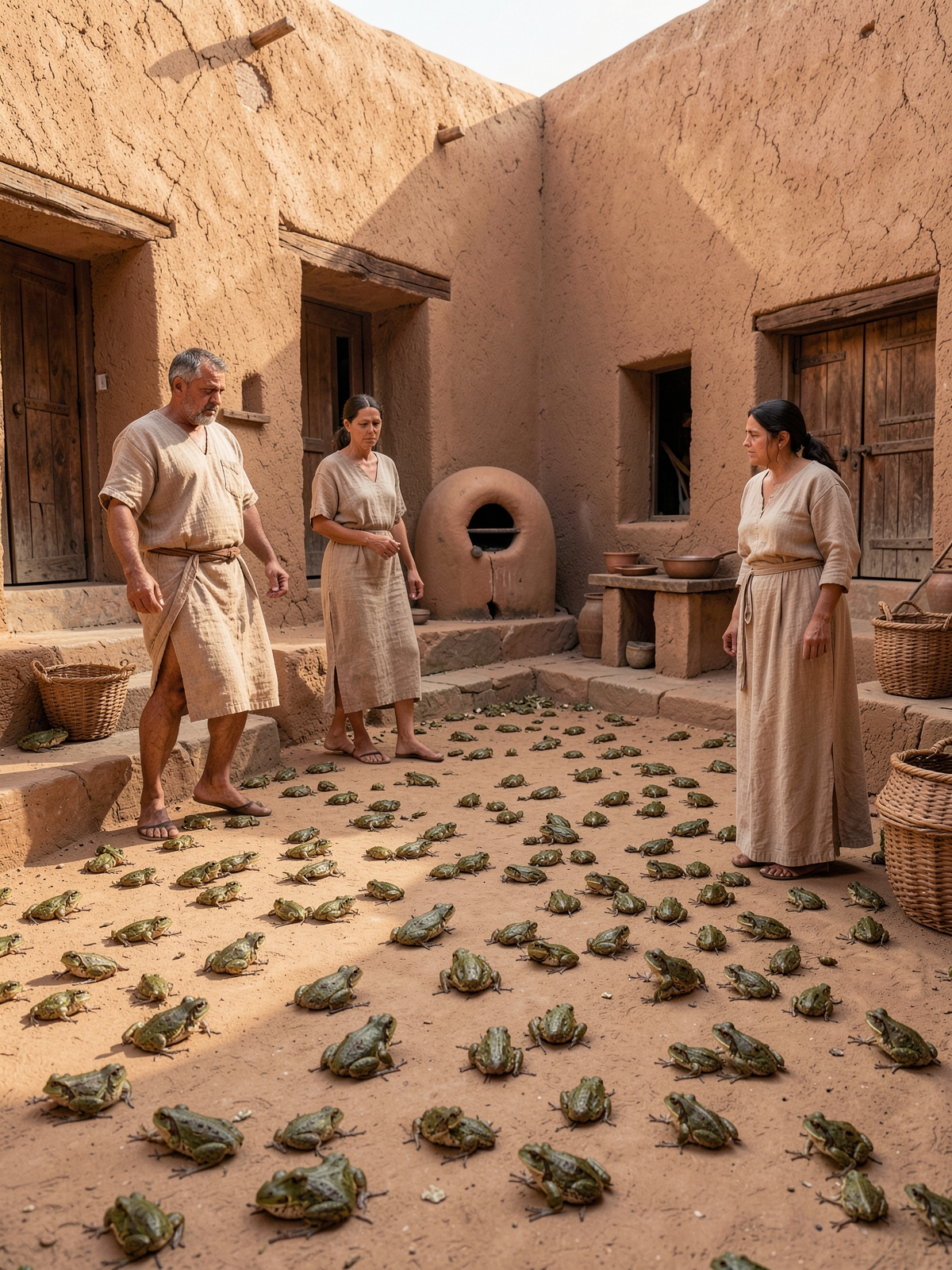 Frogs spread through houses and fields — SacraScenes visual interpretation