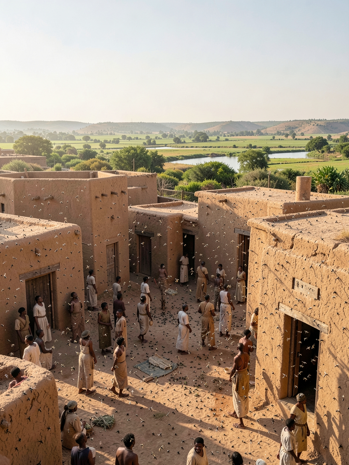 Flies fill Egypt while Goshen is spared — SacraScenes visual interpretation