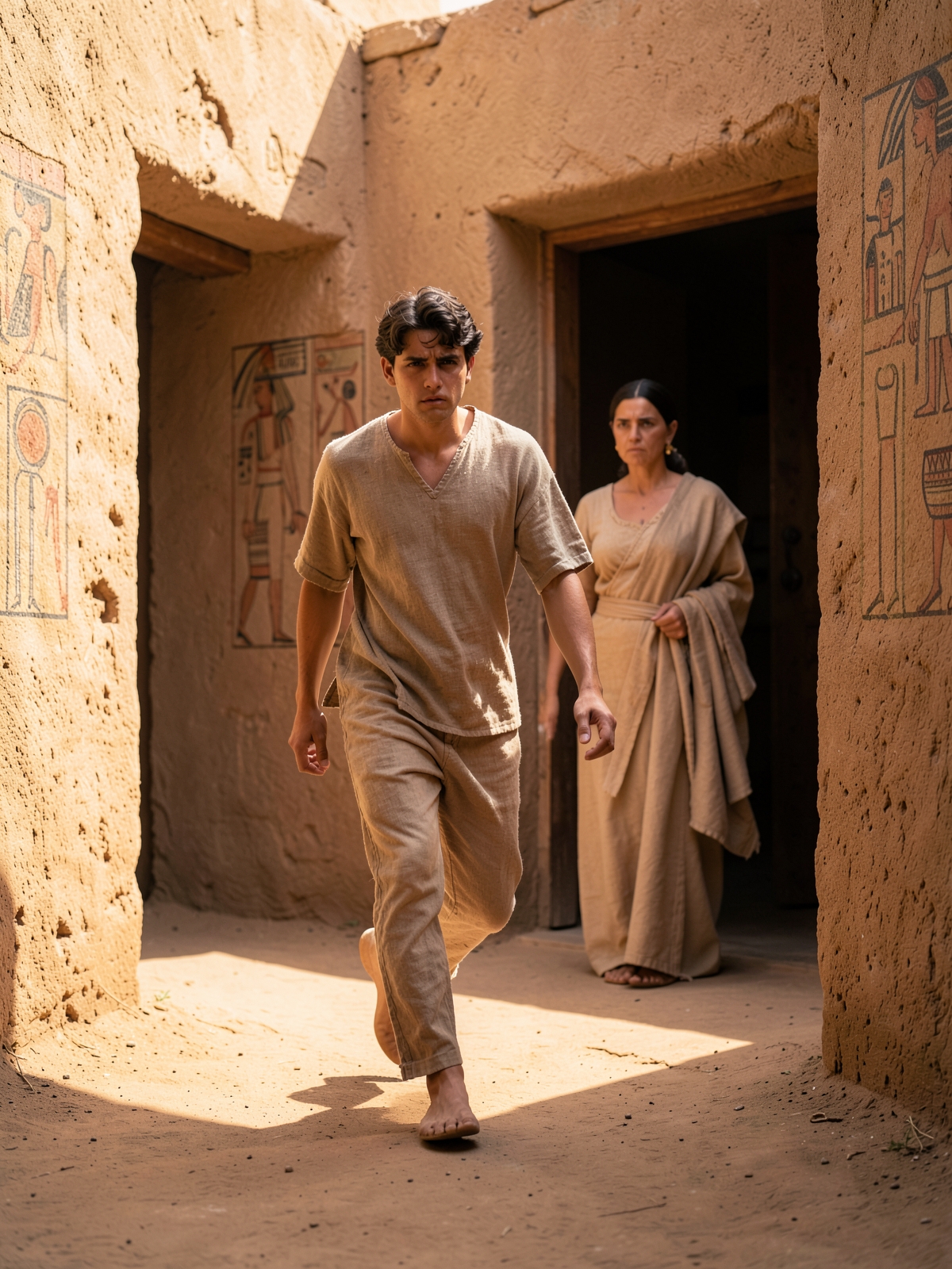 Joseph refuses and flees — SacraScenes visual interpretation