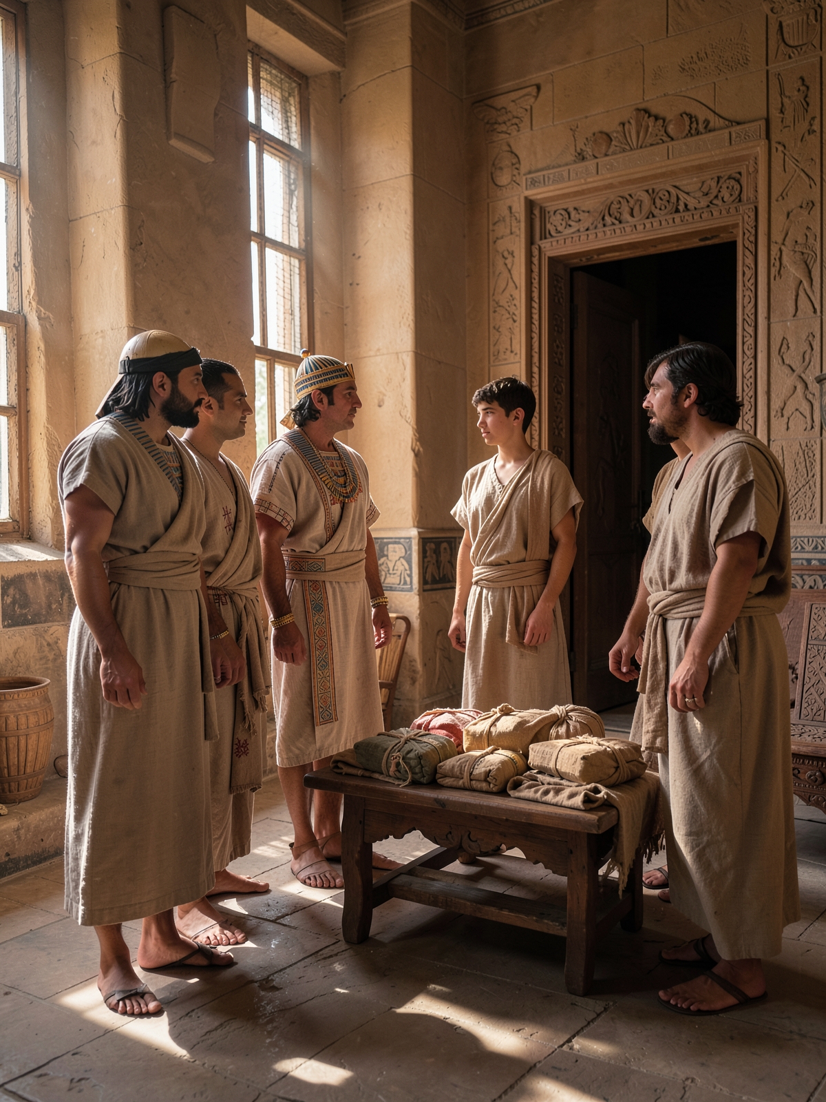 Joseph sees Benjamin and withdraws to weep — SacraScenes visual interpretation