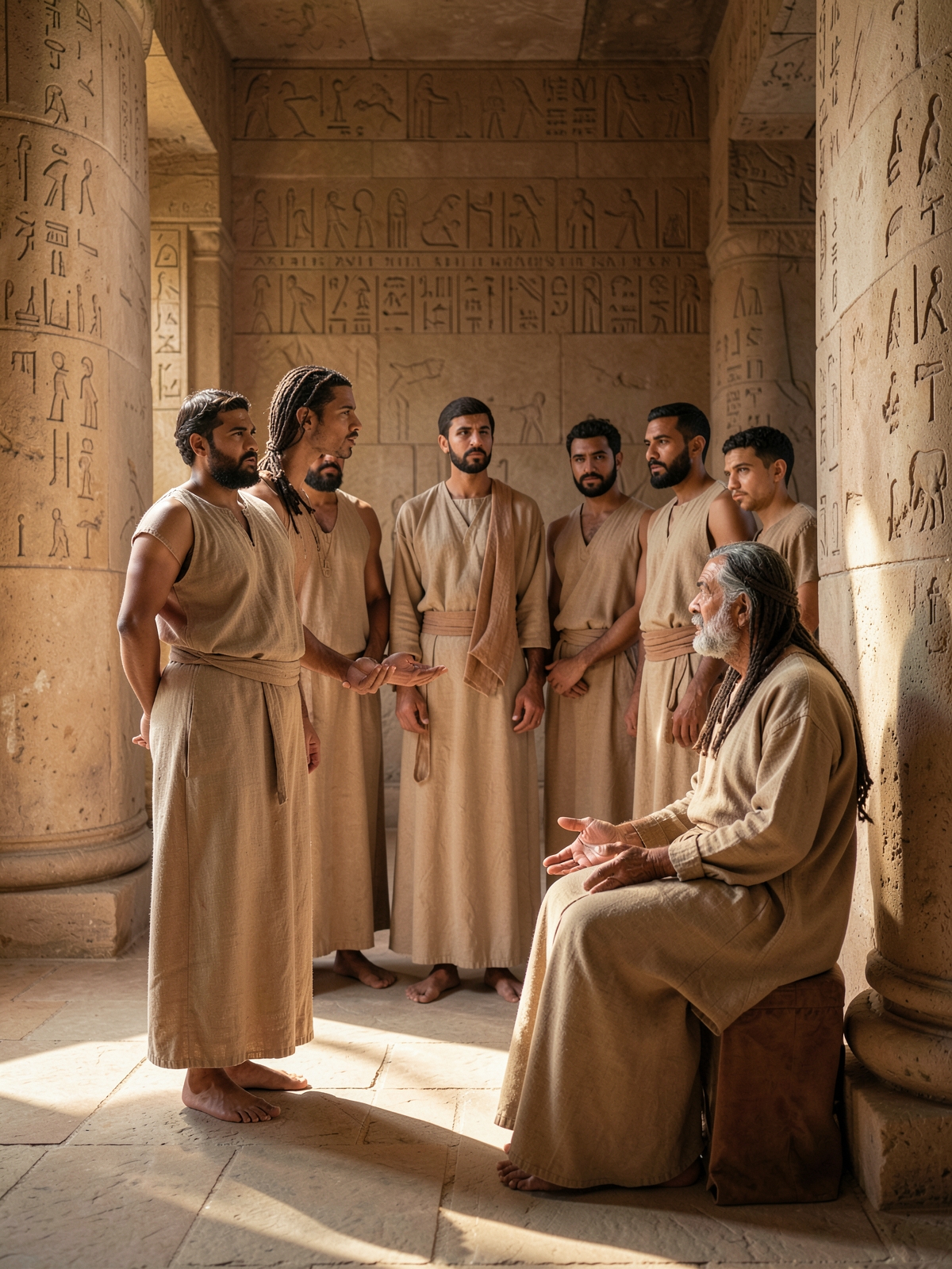 Judah tells Joseph what Benjamin means to Jacob — SacraScenes visual interpretation