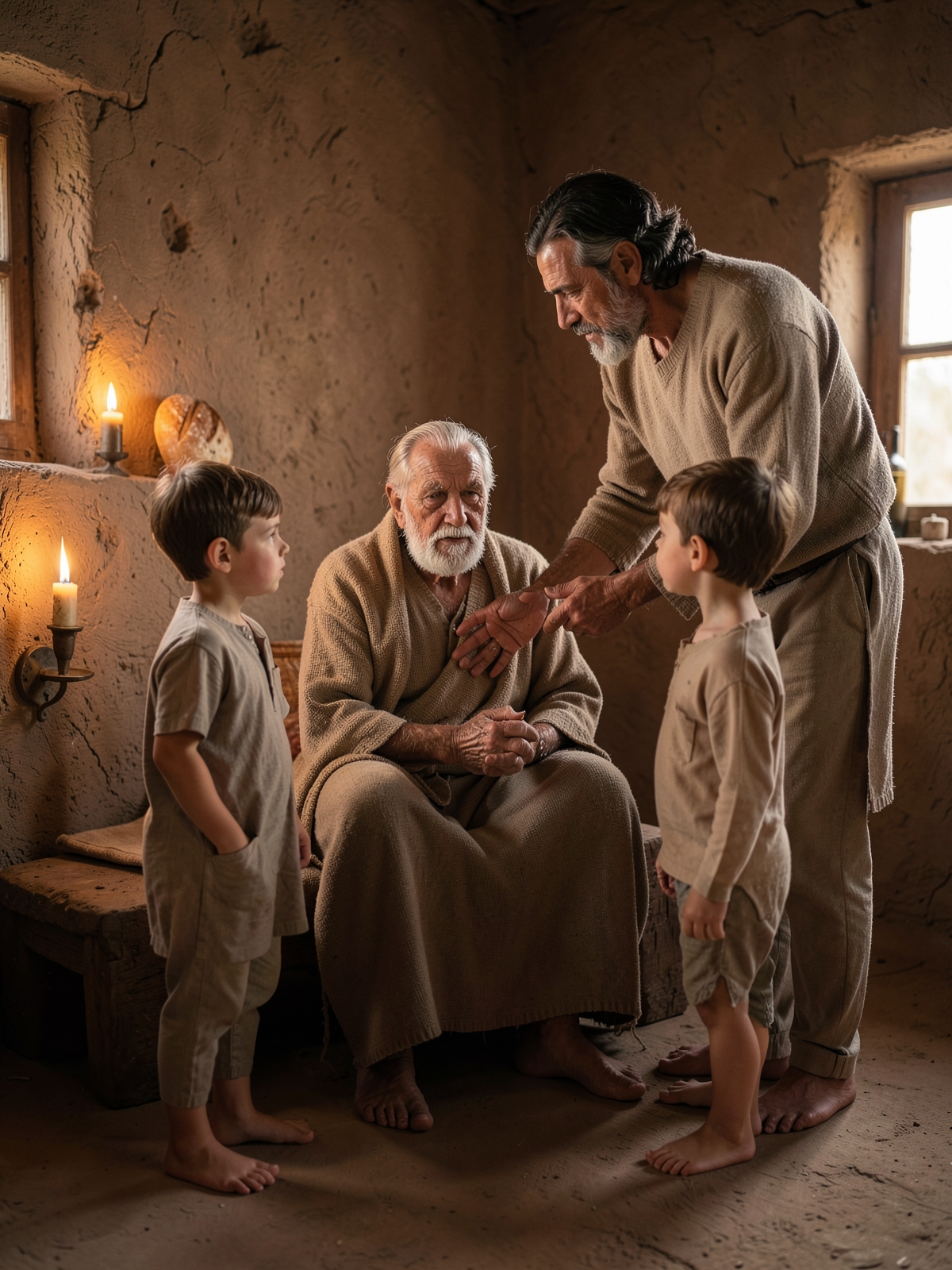 Jacob crosses his hands in blessing — SacraScenes visual interpretation