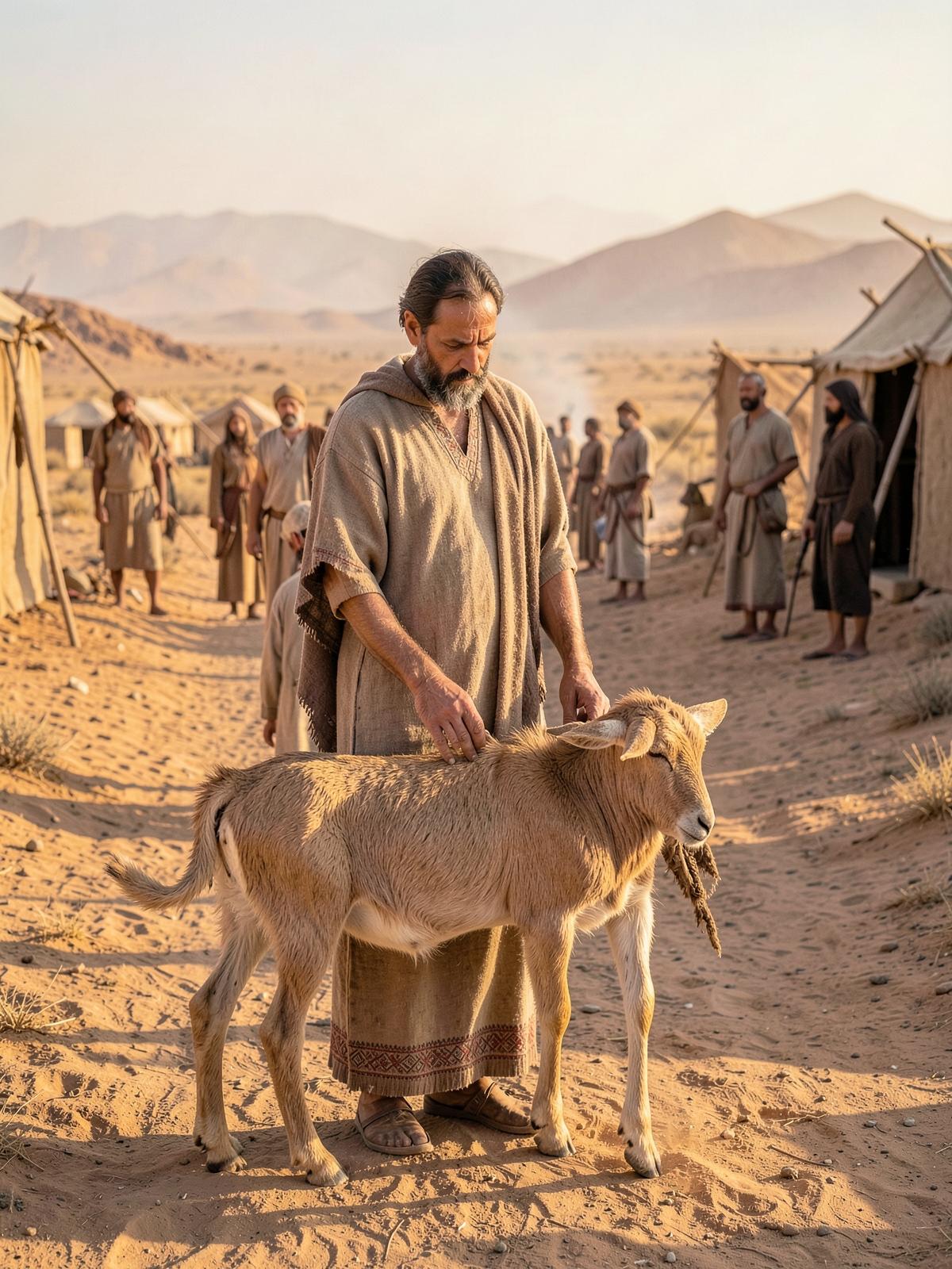 The live goat carries confessed sins into the wilderness — SacraScenes visual interpretation