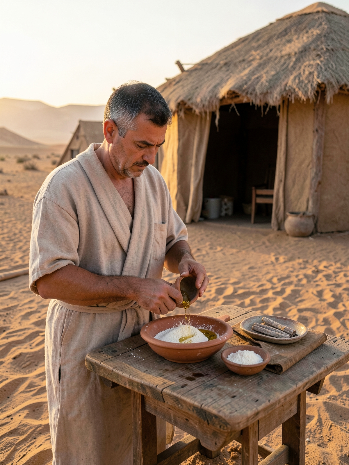 Fine flour, oil and frankincense are presented — SacraScenes visual interpretation