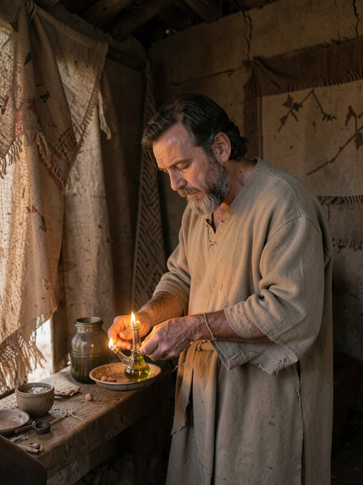 Pure oil keeps the sanctuary lamps burning — SacraScenes visual interpretation
