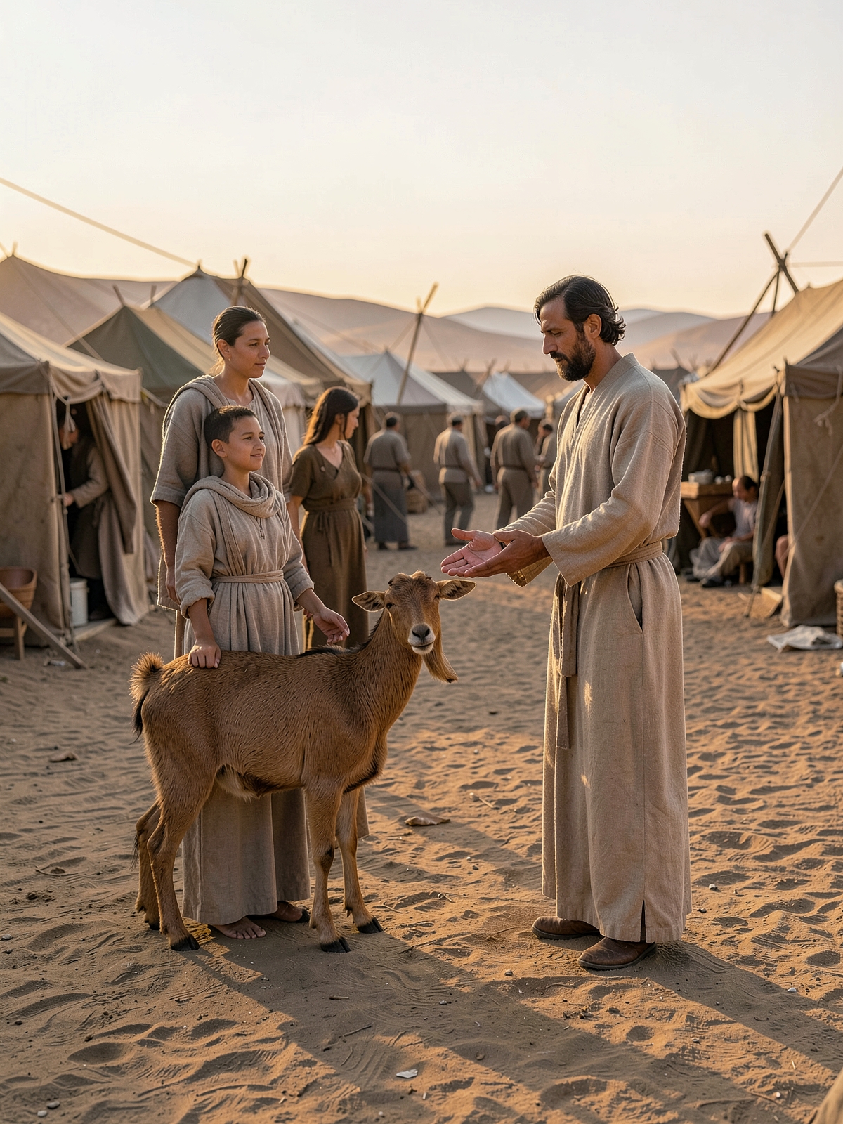 An ordinary person may bring a goat or lamb — SacraScenes visual interpretation