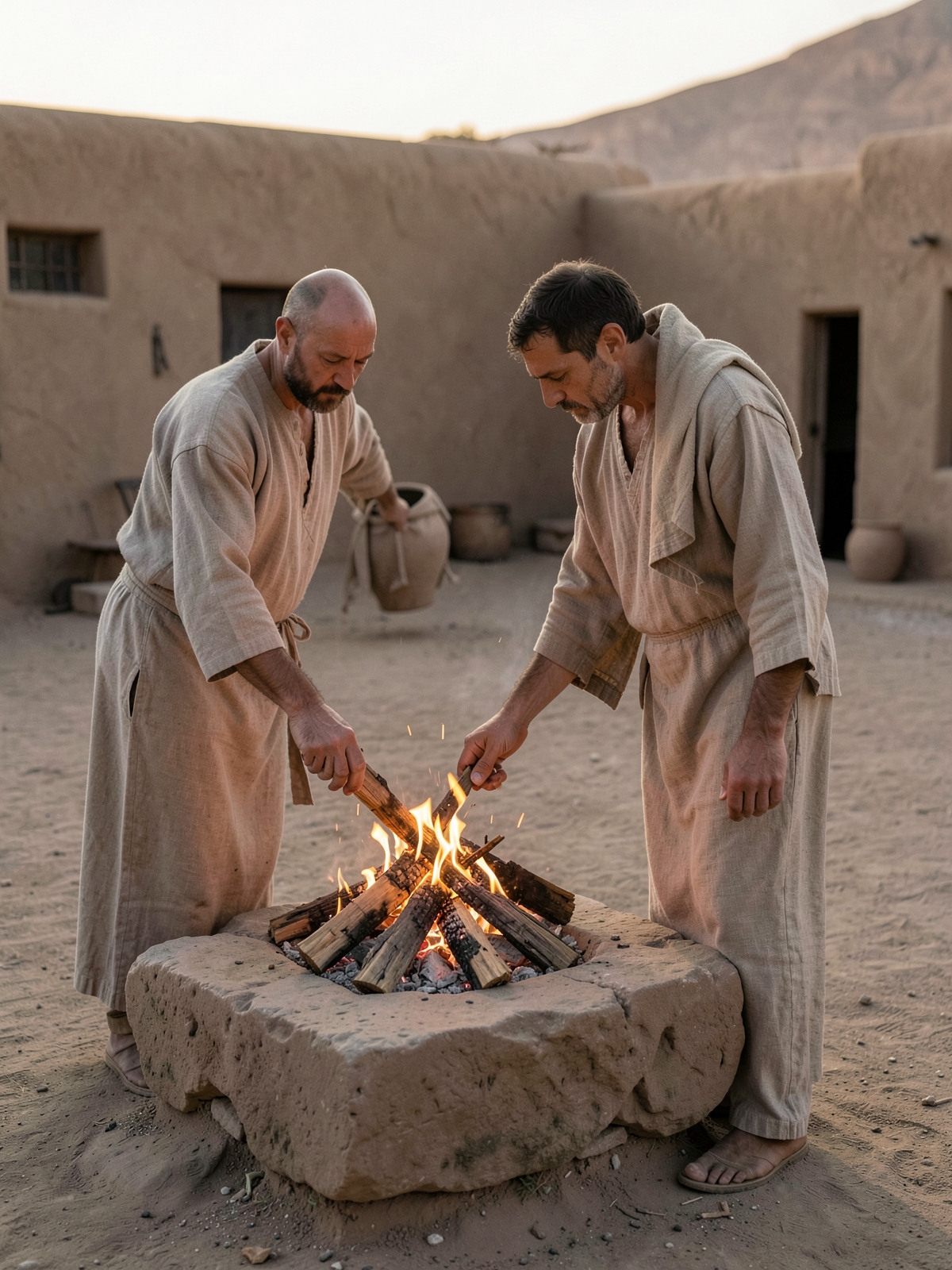 The altar fire is tended continually — SacraScenes visual interpretation