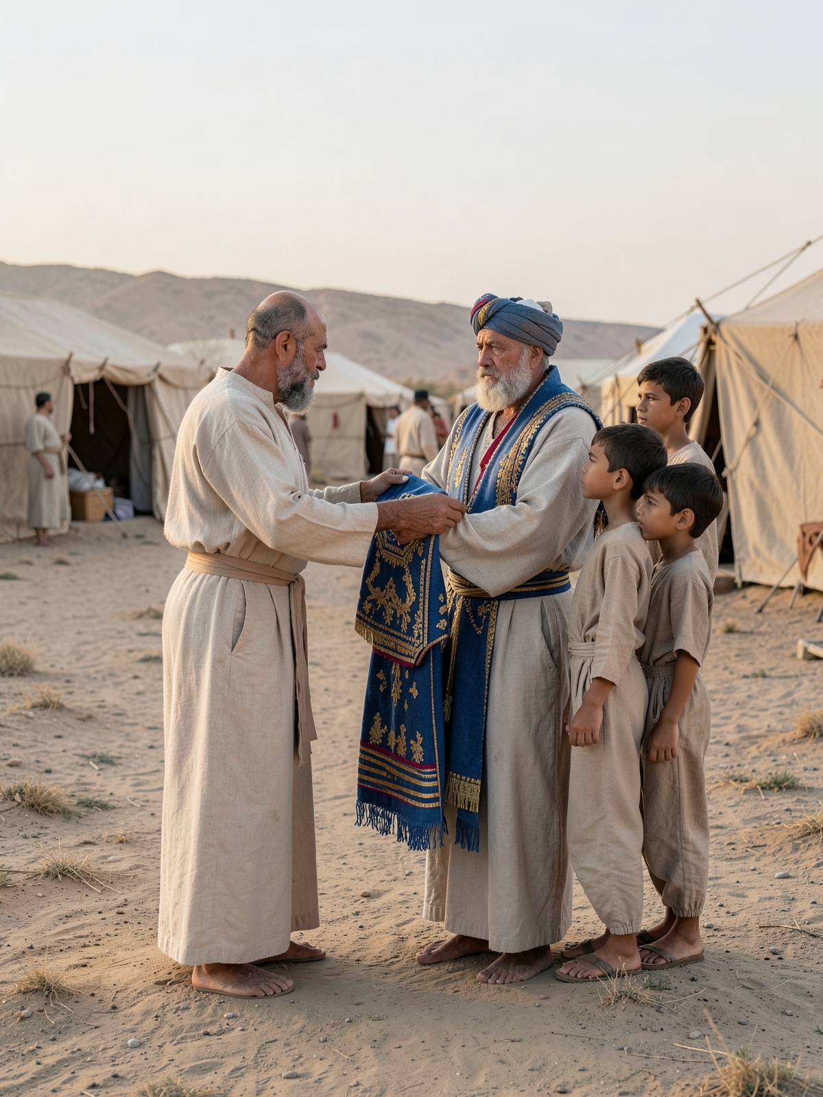 Aaron and his sons are washed and clothed for service — SacraScenes visual interpretation