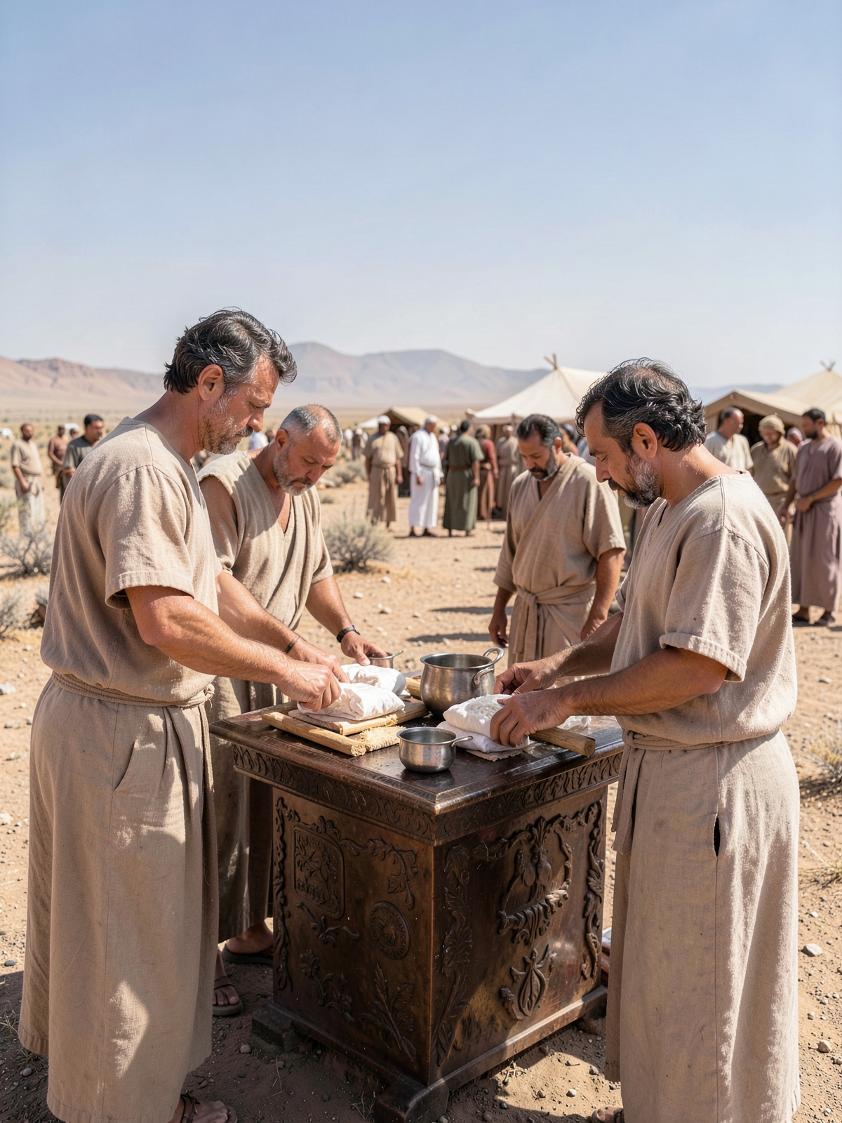 Aaron carries out the first sin and burnt offerings — SacraScenes visual interpretation